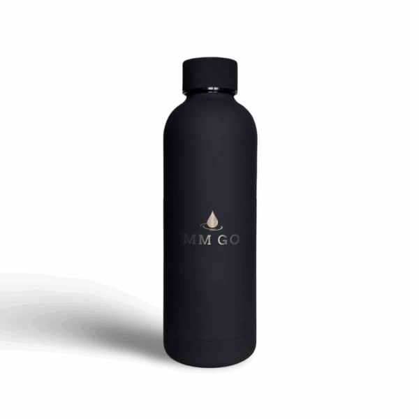 Fekete hőtartó kulacs – 500 ml, rozsdamentes acél, BPA-mentes