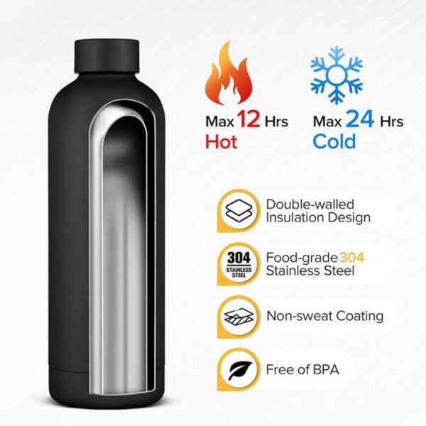 Sárga hőtartó kulacs – 500 ml, rozsdamentes acél, BPA-mentes - Image 3